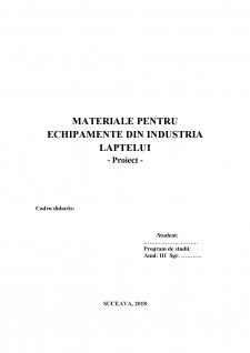 Materiale pentru echipamente din industria laptelui - Pagina 1
