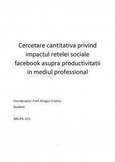 Cercetare cantitativă privind impactul rețelei sociale facebook asupra productivității în mediul professional - Pagina 1