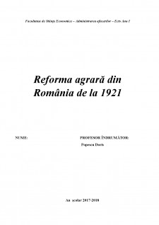 Reforma agrară din România de la 1921 - Pagina 1
