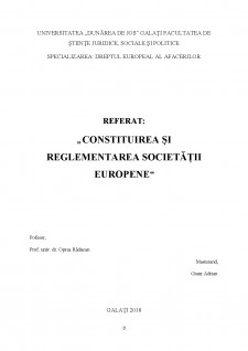 Constituirea și reglementarea societății europene - Pagina 1