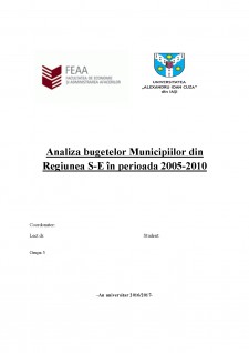 Analiza bugetelor Municipiilor din Regiunea S-E în perioada 2005-2010 - Pagina 1