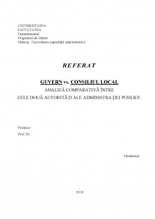 Guvern vs Consiliul Local - analiza comparativă între cele două autorități ale administrației publice - Pagina 1