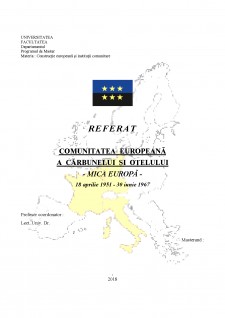 Comunitatea europeană a cărbunelui și oțelului - Mica Europă - Pagina 1