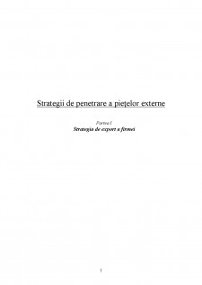 Strategii de penetrare a piețelor externe - Pagina 1