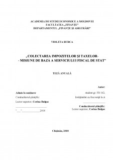 Colectarea impozitelor și taxelor - misiune de bază a serviciului fiscal de stat - Pagina 1