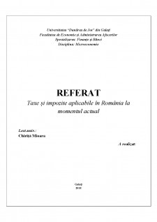 Taxe și impozite aplicabile în România la momentul actual - Pagina 1
