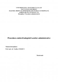 Procedura emiterii-adoptării actelor administrative - Pagina 1