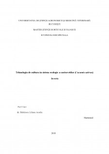 Tehnologia de cultură în sistem ecologic a castraveților (Cucumis sativus) în seră - Pagina 1