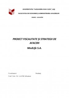 Fiscalitate și strategii de afaceri Medlife SA - Pagina 1