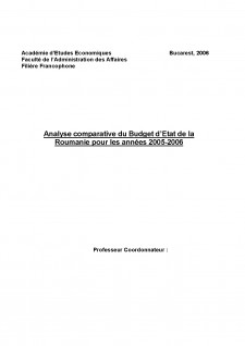 Analyse comparative du Budget d'Etat de la Roumanie pour les annees 2005-2006 - Pagina 1