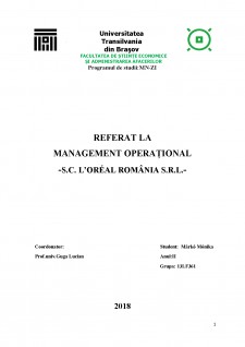 Management operațional - SC L'Oreal România SRL - Pagina 1