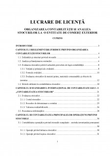 Organizarea contabilității și analiza stocurilor la o entitate de comerț exterior - Pagina 1