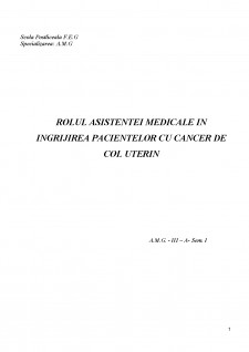 Rolul asistenței medicale în îngrijirea pacienților cu cancer de col uterin - Pagina 1