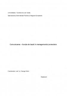 Comunicarea - Funcția de bază în managementul proiectelor - Pagina 1
