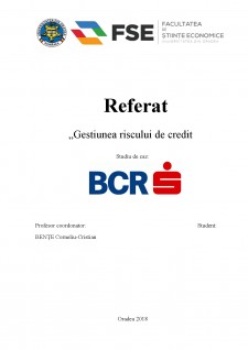 Riscul de credit - Studiu de caz BCR - Pagina 1