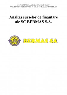 Analiza surselor de finanțare ale SC Bermas SA - Pagina 1