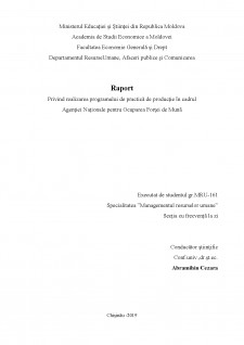 Raport privind realizarea programului de practică de producție în cadrul Agenției Naționale pentru Ocuparea Forței de Muncă - Pagina 1