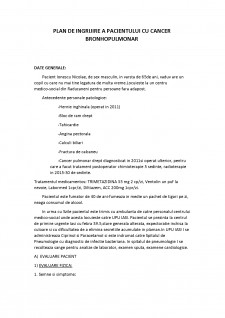 Plan de îngrijire al pacientului cu cancer bronhopulmonar - Pagina 1