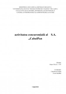 Activitatea concurențială la CahulPan SA - Pagina 1
