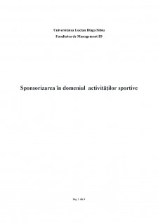 Sponsorizarea în domeniul activităților sportive - Pagina 1
