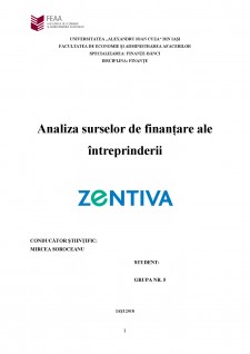 Analiza surselor de finanțare ale întreprinderii Zentiva - Pagina 1
