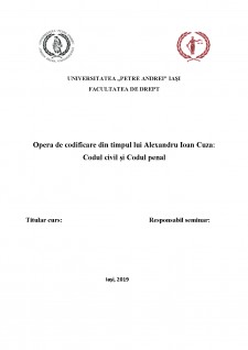 Opera de codificare din timpul lui Alexandru Ioan Cuza - Codul civil și Codul penal - Pagina 1