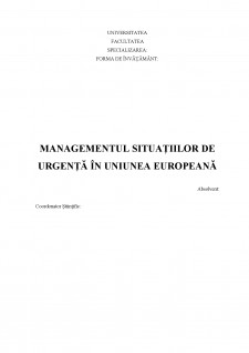 Managementul situațiilor de urgență în Uniunea Europeană - Pagina 1