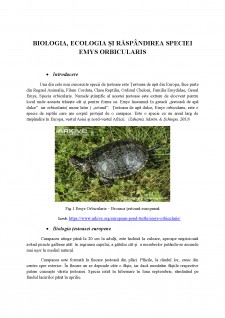 Biologia, ecologia și răspândirea speciei Emys Orbicularis - Pagina 1