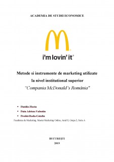 Metode și instrumente de marketing utilizate la nivel instituțional superior - Compania McDonald's România - Pagina 1