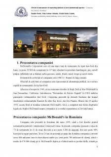 Metode și instrumente de marketing utilizate la nivel instituțional superior - Compania McDonald's România - Pagina 3
