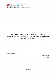 Mutații în dezvoltarea sistemului financiar al comunității Uniunii Europene după anul 2000 - Pagina 1