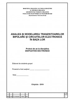 Analiza și modelarea tranzistoarelor bipolare și circuitelor electronice - Pagina 1