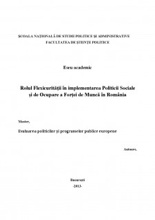 Rolul flexicurității în implementarea politicii sociale și de ocupare a forței de muncă în România - Pagina 1