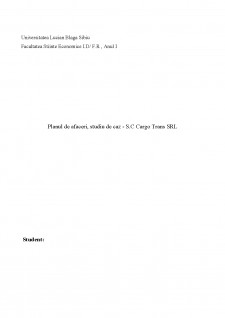 Planul de afaceri, studiu de caz - SC Cargo Trans SRL - Pagina 1