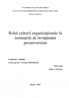 Rolul culturii organizaționale în instituțiile de învățământ preuniversitar - Pagina 2