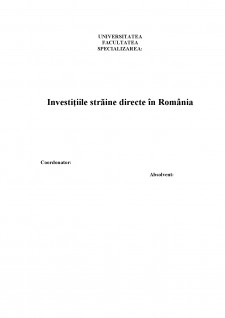 Investițiile străine directe în România - Pagina 1
