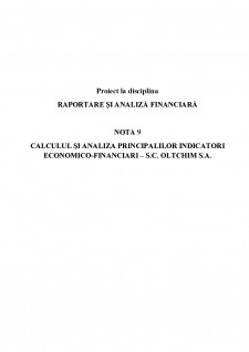 Calculul și analiza principalilor indicatori economico-financiari - SC Oltchim SA - Pagina 1