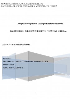 Răspunderea juridică în dreptul financiar și fiscal - Pagina 1