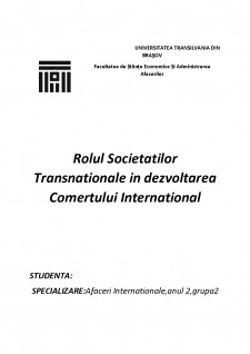 Rolul societăților transnaționale în comerțul internațional - Pagina 1