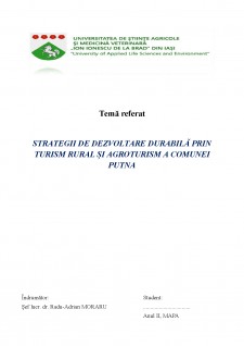 Strategii de dezvoltare durabilă prin turism rural și agroturism a Comunei Putna - Pagina 1