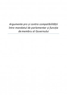Argumente pro și contra compatibilității între mandatul de parlamentar și funcția de membru al Guvernului - Pagina 1