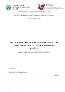Rolul autorității de supraveghere financiară în reglementarea pieței asigurărilor din România - Pagina 1