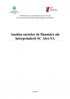 Analiza surselor de finanțare ale întreprinderii SC Alro SA - Pagina 1