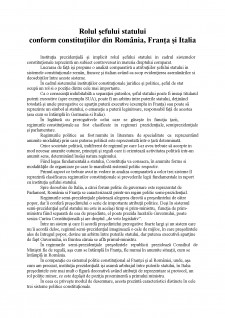 Rolul șefului statului conform constituțiilor din România, Franța și Italia - Pagina 2