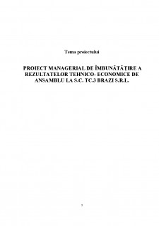 Proiect managerial de îmbunătățire a rezultatelor tehnico-economice de ansamblu la SC TC.3 Brazi SRL - Pagina 3
