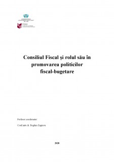 Consiliul Fiscal și rolul sau în promovarea politicilor fiscal-bugetare - Pagina 1