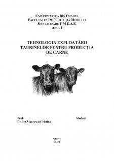 Tehnologia exploatării taurinelor pentru producția de carne - Pagina 1