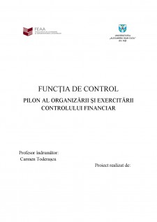 Funcția de control financiar - pilon al organizării și exercitării controlului financiar - Pagina 1