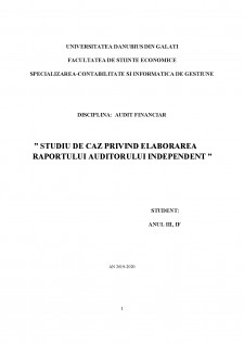Studiu de caz privind elaborarea raportului auditorului independent - Pagina 1