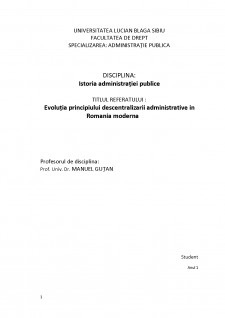 Evoluția principiului descentralizării administative în România modernă - Pagina 1